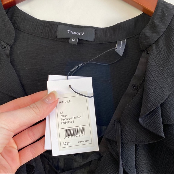 Theory Rianala Black 100% Silk Lace Chiffon Top - Picture 13 of 15